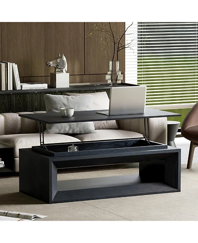 Rainsken Modern Lift-Top Coffee Table 43.3 Inches, Multi-Functional Rectangle Table with Height Adjustment and Storage Compartment for Living Room