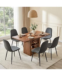 Sailvan Expandable Dining Table Chair Set, 59-71 Inch Pull-Out Mdf with Linen-Cotton Chairs