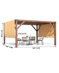 Homfan Premium Solid Cedar Pergola with Retractable Dual-Track Canopy and 6x6 Posts, Heavy-Duty Outdoor Shelter for Patio and Backyard