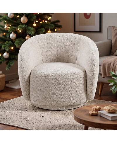 Streamdale Furniture Streamdale 360degree(s) Swivel Boucle Accent Chair with Solid Wood Frame