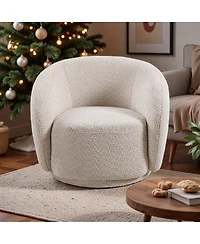 Streamdale Furniture Streamdale 360degree(s) Swivel Boucle Accent Chair with Solid Wood Frame