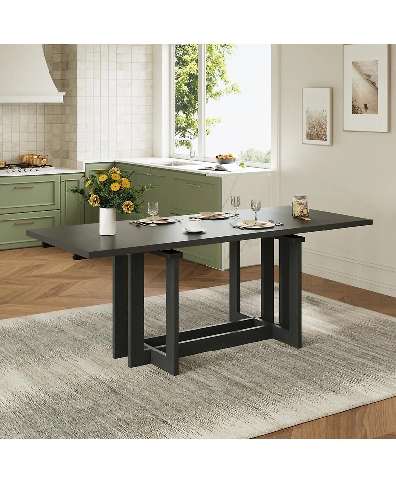 Streamdale Furniture Rustic 82" Extendable Dining Table with Two 12" Removable Leaf