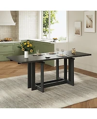 Streamdale Furniture Rustic 82" Extendable Dining Table with Two 12" Removable Leaf