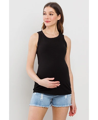 Hello Miz Maternity Fitted Ribbed Crewneck Tank Top