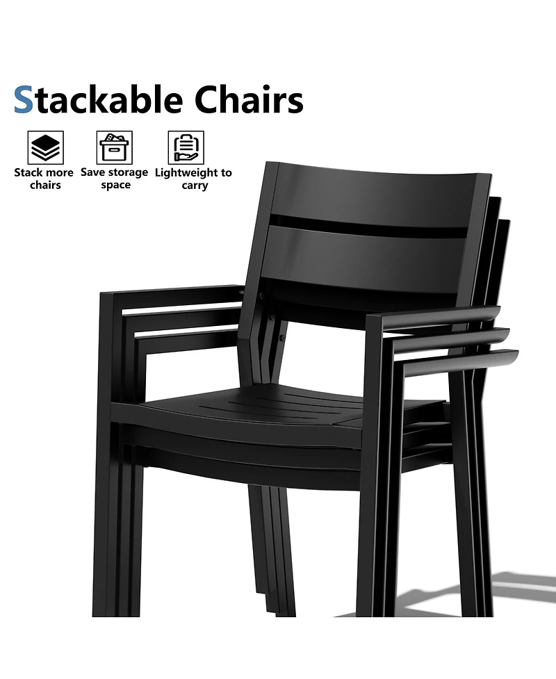 Pellebant Outdoor Patio All-Weather Dining Chairs Set Aluminum Stackable Armchair