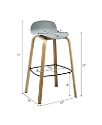 Gymax Modern Set of 2 Barstools 30inch Pub Chairs with Low Back and Metal Legs