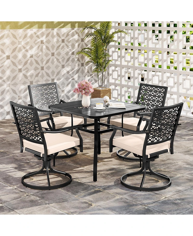 Gymax Pieces Outdoor Swivel Chairs Patio Dining Chairs w/ Padded Cushions