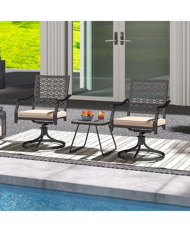 Gymax 2 Pieces Outdoor Swivel Chairs Patio Dining Chairs w/ Padded Cushions