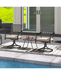 Gymax 2 Pieces Outdoor Swivel Chairs Patio Dining Chairs w/ Padded Cushions