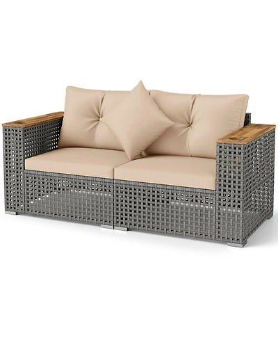 2-Piece Patio Corner Sofa Set with Thick Cushions