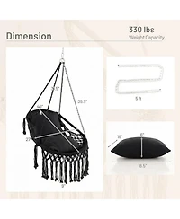 Sugift Hanging Hammock Chair with Soft Seat Cushion and Sturdy Rope Chain
