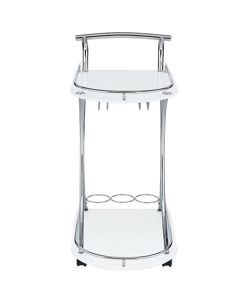 Flynama 2-Tier Glass Shelf Metal Bar Cart with Stemware Rack