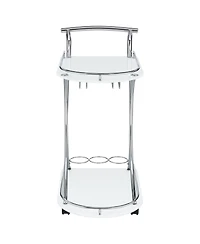 Flynama 2-Tier Glass Shelf Metal Bar Cart with Stemware Rack