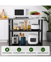 Flynama 3-Tier Black Outdoor Grill Cart with Stainless Steel Top