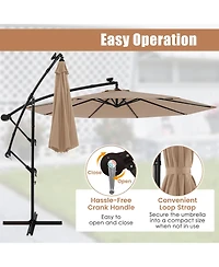 Gouun 10 ft Solar Led Offset Hanging Patio Umbrella with 40 Lights and Cross Base