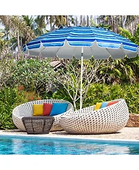 Gouun 8 ft Portable Beach Umbrella with 16 Fiberglass Ribs, Sand Anchor and Tilt