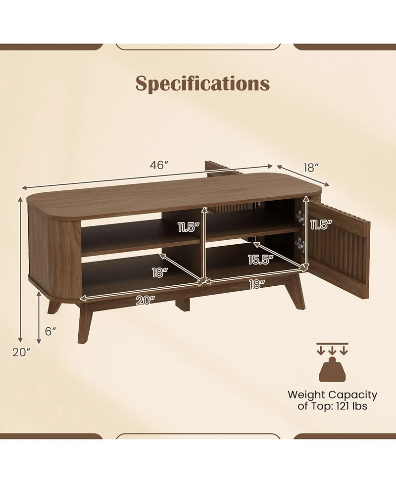 Gouun Rectangular Coffee Table with Adjustable Shelves Storage