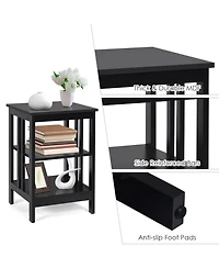 Gouun 3-Tier Square Nightstand with Side Baffles and Round Corners, 16 x 16 x 24 in