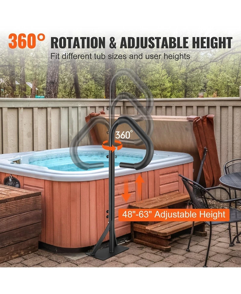Sugift Hot Tub Handrail, 360 Rotatable, Adjustable Height for Spa and Poolside Use