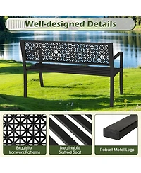 Sugift 50 in Garden Bench with Patterned Backrest for Two to Three