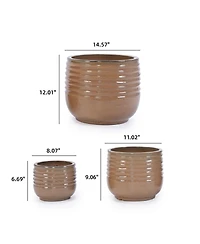 Clihome Handmade Ceramic Planter Set of 3 - All-Weather Deep