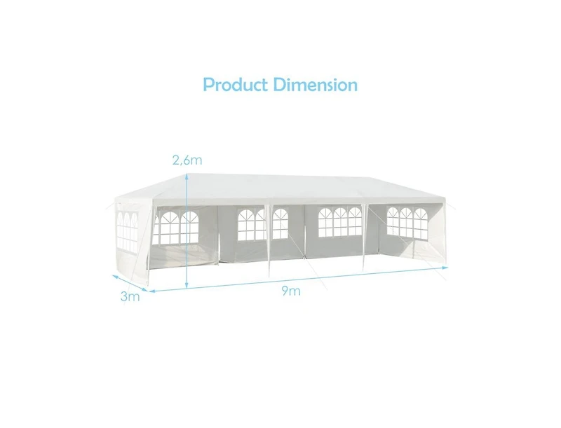 Clihome 10 x 30 Feet Canopy Tent with 5 Removable Sidewalls for Party Wedding