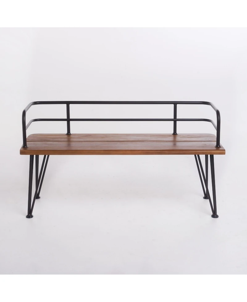 Mondawe Wood and Metal Outdoor Bench