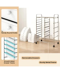 Gouun 15-Drawer Chrome Rolling Storage Trolley with 88 lbs Total Capacity