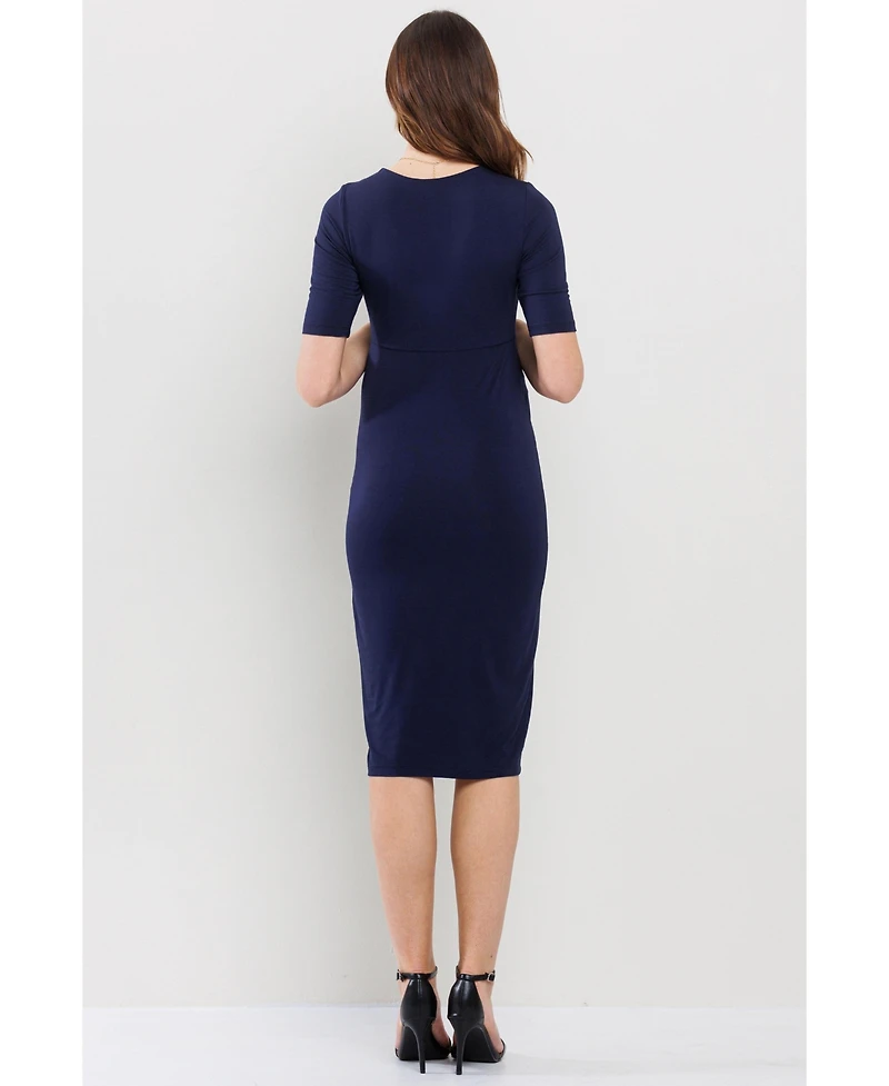 Hello Miz Maternity Wrap V-Neck Nursing Midi Dress