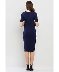 Hello Miz Maternity Wrap V-Neck Nursing Midi Dress
