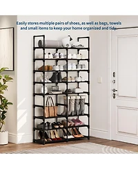 Homfan 10 Tier Shoe Rack with Adjustable Fabric Shelves, Metal Frame, Slim Storage for Entryway and Bedroom