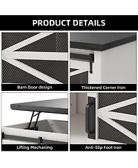 Homfan 47 Inch Farmhouse Lift Top Coffee Table with Sliding Barn Doors, Spacious Hidden Storage, Rectangle Entryway Cabinet
