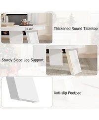 homfan 33.5" Round Coffee Table, Circle Center Table with Inclined Legs, Accent Cocktail Tables for Living Room, Bedroom, Easy Assembly