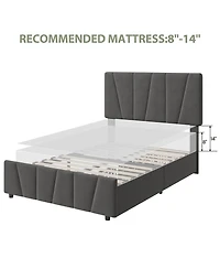 Homfan Bed Frame with Adjustable Headboard