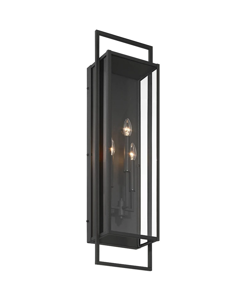 Possini Euro Design Jericho 35" High Modern Outdoor Wall Light Fixture Mount Porch House Weatherproof Textured Black Glass Shade