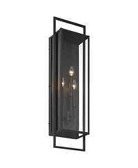 Possini Euro Design Jericho 35" High Modern Outdoor Wall Light Fixture Mount Porch House Weatherproof Textured Black Glass Shade