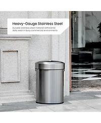 Home Zone Living 16 Gallon Stainless Steel Open Top Trash Can with Triangular Corner Design