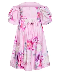 City Chic Women's Rosalee Garden Print Puff Sleeve Midi Dress