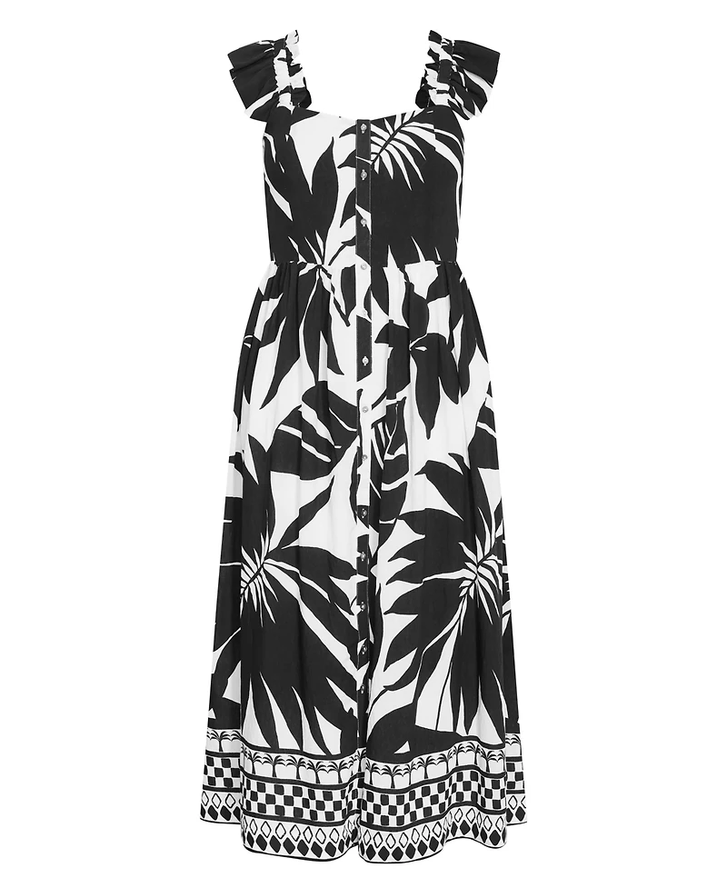 City Chic Women's Mirage Oasis Print Tie Back Maxi Dress