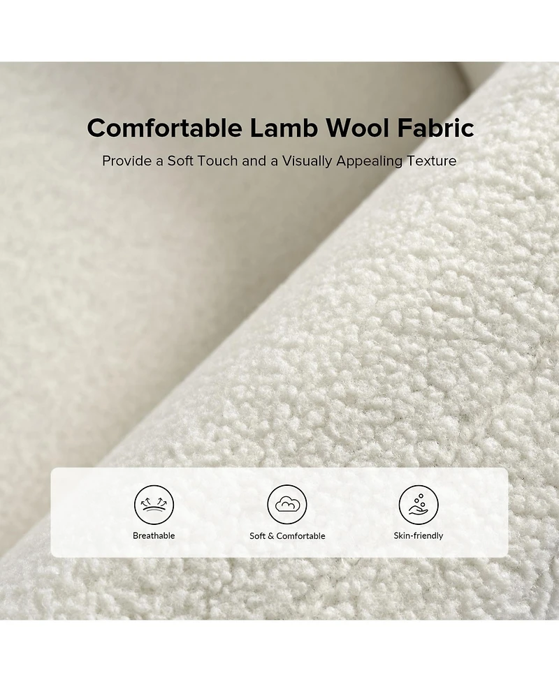 Berken 35'' Wide Lamb Wool Upholstered Teddy Armchair with Solid Wood Legs