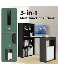 Gouun Computer Desk with 4-Tier Bookcase and Cpu Stand