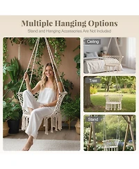 Sugift Macrame Hammock Swing Hanging Cotton Rope Chair