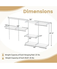 Gouun Wall-Mounted Closet Organizer System with 7 Shelves and 5 Hanging Rods