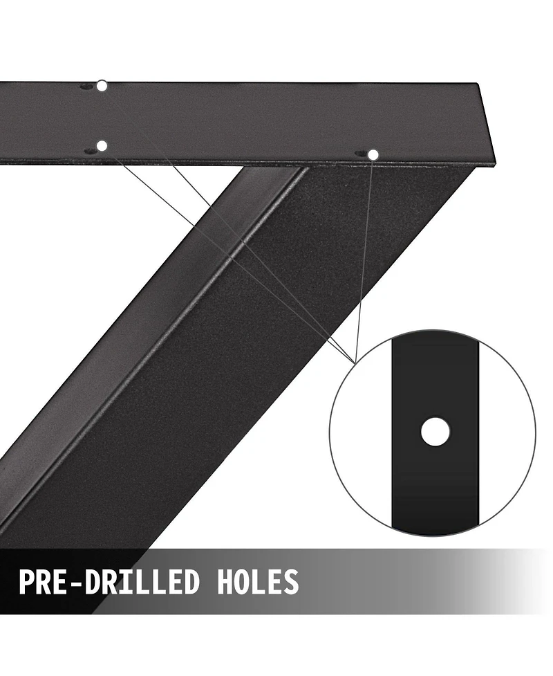 Sugift Steel Table Legs Set of 2, 28" Height, 30" Wide, Heavy Duty X Frame