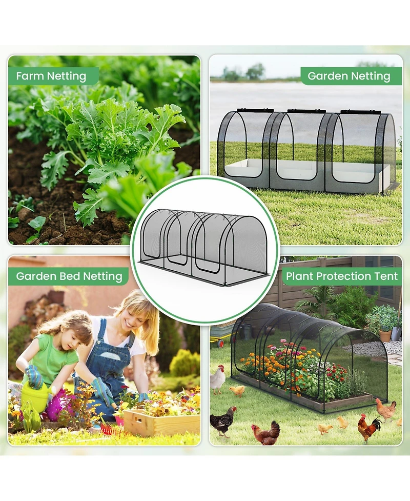 Sugift Large Tunnel Crop Cage with Roll Up Zippered Doors