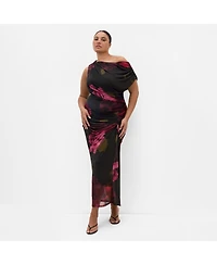 City Chic Women's Vivid Mesh Print Maxi Dress