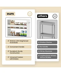 Gouun 4-Tier Slim Rolling Kitchen Cart with Open Shelves and Guard Rails