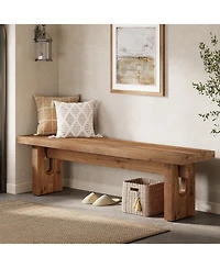 Tribesigns 63" Solid Wood Bench, Extra Long Farmhouse Dining Bench for Kitchen Table, Rustic Wooden Entryway Bench, End of Bed Indoor Seating