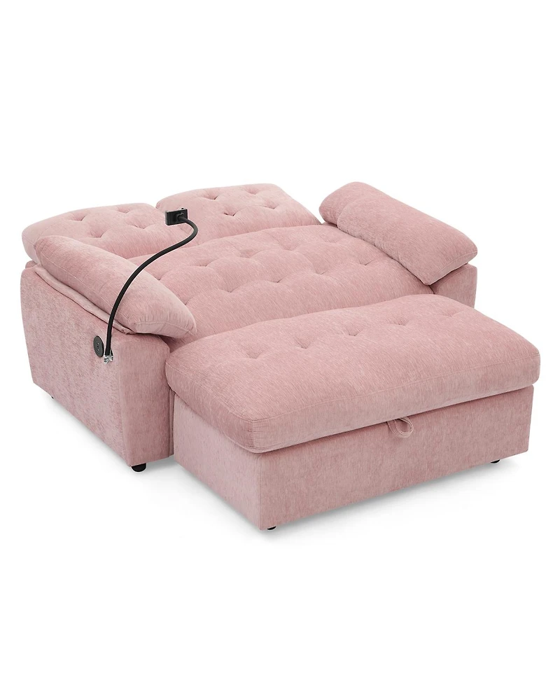 Streamdale Furniture Reclining Sofa with Ottoman and Usb