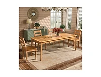 Lucky One 6-Person Outdoor Acacia Wood Rectangular Dining Table with Umbrella Hole